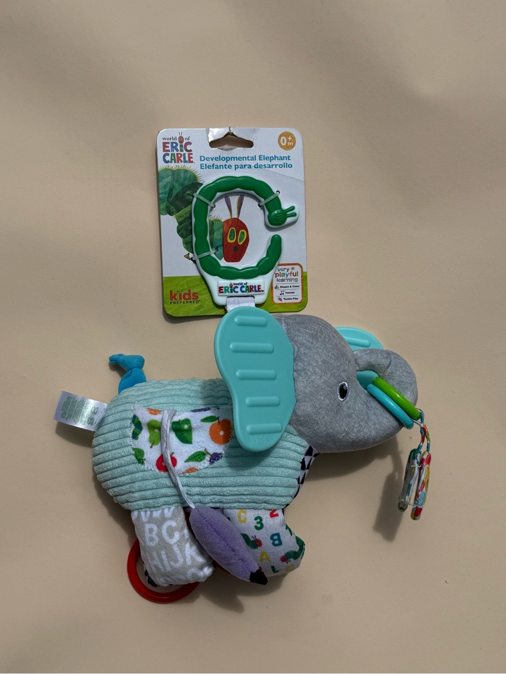 Developmental Elephant Baby Toy - Green/Teal